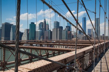 new York'ta tarihi brooklyn Köprüsü'nün detay