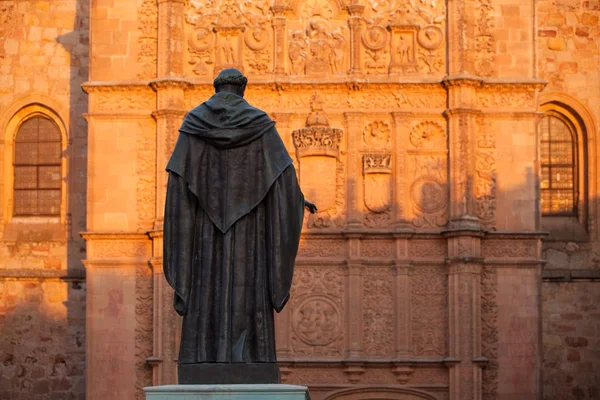 Salamanca,spain,statue,religion,priest,light,sunset,cathedrale,evening, — Stock Photo, Image