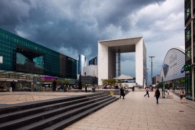Arche, la defense, paris, mimari, attaction, fırtına, yağmur, modern, seyahat, grande,