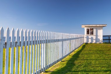 Beyaz, çit, bamburgh, gölgeler, yeşil, golf sahası, sahil, İngiltere