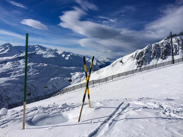 Zimní krajina v Sankt Anton am Arlberg v Rakousku — Stock fotografie