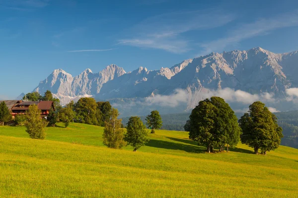 Mountain hotel in a meadow — Stock Photo, Image