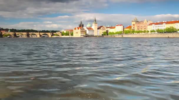 Mening van charles bridge — Stockvideo