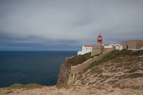 Cabo de Sao Vicente，萨格里什，阿尔加维，葡萄牙 (建筑的灯塔 — 图库照片