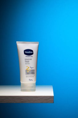 Prague,Czech Republic - 2 November,2021: Vaseline Intensive Care Advanced Repair Unscented Lotion is formulated with Vaseline Jelly that provides long lasting relief from flaky, scaly, itchy skin. clipart