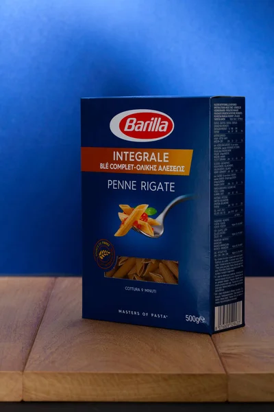 Praga República Checa Setembro 2021 Barilla Penne Rigate Integrale Mesa — Fotografia de Stock