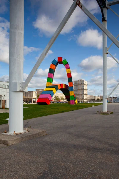 Havre France October 2021 Σύγχρονη Πολύχρωμη Εγκατάσταση Catene Containers Από — Φωτογραφία Αρχείου