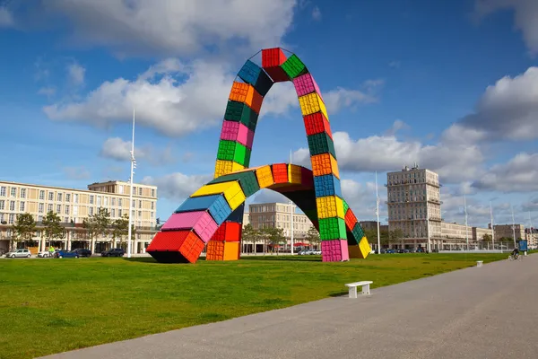 Havre Francia Ottobre 2021 Installazione Contemporanea Colorata Catene Containers Vincent — Foto Stock