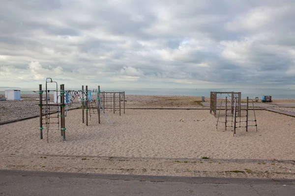 Fin Saison Sur Plage Havre France Aire Jeux Vide Sur — Photo