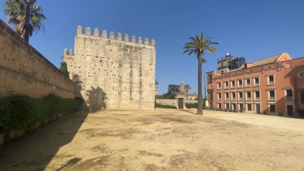 在西班牙Jerez Frontera的Alczar 它曾是摩尔人的大沙皇 现在居住在西班牙南部的赫雷斯 德拉弗拉特拉 Jerez Frontera 1931年 它被宣布为Bien Inters — 图库视频影像
