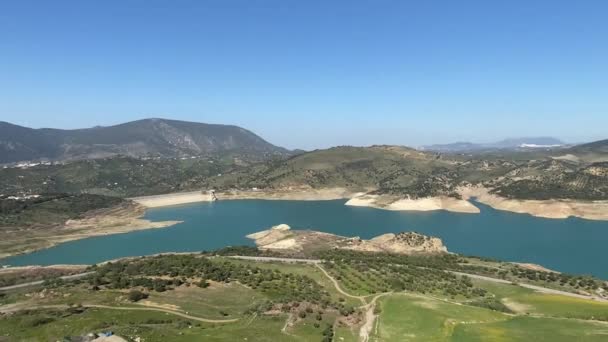 Zahara Gastor Reservoir Είναι Μια Δεξαμενή Στη Zahara Sierra Και — Αρχείο Βίντεο
