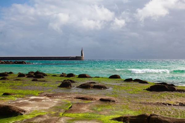 Vuurtoren Tarifa Dramatische Lucht Andalusië Spanje Tarifa Een Van Werelds — Stockfoto