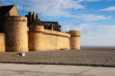 Mont Saint Michel, Brittany, Fransa 'nın detayları. Mont-Saint-Michel Avrupa 'nın en unutulmaz manzaralarından biridir..