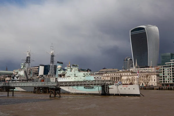 Londres Grã Bretanha Abril 2022 Hms Belfast Foi Construído Para — Fotografia de Stock