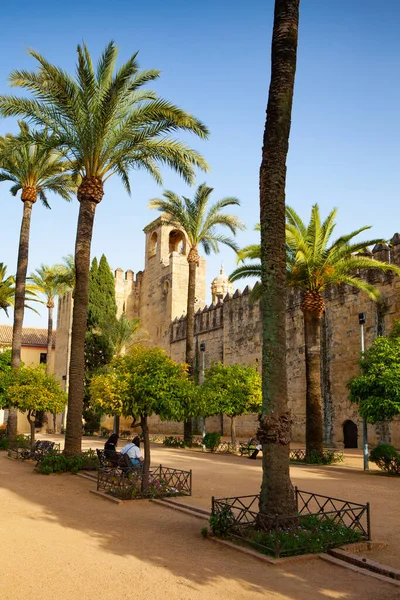 Córdoba España Febrero 2022 Parque Público Frente Puerta Principal Alcázar — Foto de Stock