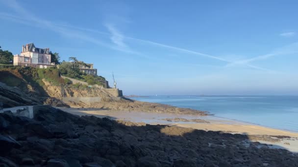 Niesamowita Promenada Clair Lune Dinard Brittany Francja Cała Promenada Jest — Wideo stockowe