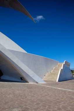 Santa Cruz de Tenerife, Spain - June 22, 2021: Detail of The Auditorio de Tenerife auditorium. Iconic building designed by famous Spanish architect Santiago Calatrava.