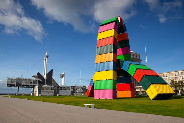 Havre Francia Ottobre 2021 Installazione Contemporanea Colorata Catene Containers Vincent — Foto Stock