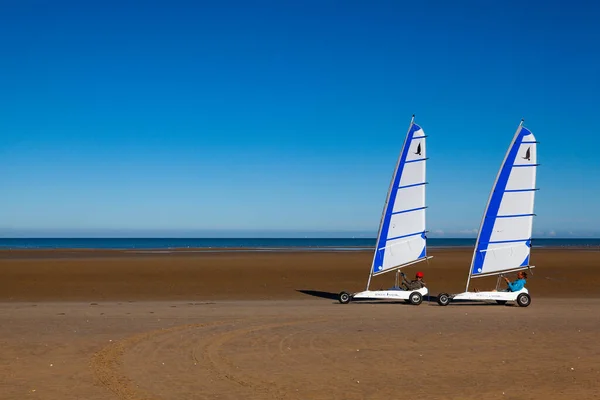 Cabourg France October 2021 Two Blokart Wind Buggy Enjoying Windy — Foto de Stock