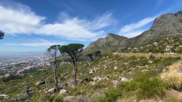 Uitzicht Kaapstad Vanaf Weg Onder Tafelberg Zuid Afrika — Stockvideo