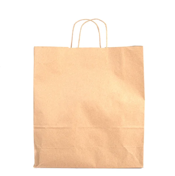 Ekologiczna papierowa torba na zakupy izolowana na białym tle. — Zdjęcie stockowe