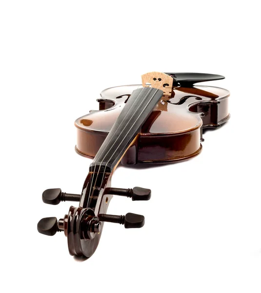Violino su sfondo bianco con pioli alla macchina fotografica. — Foto Stock