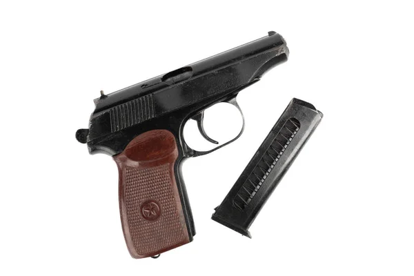 Vista Superior Una Pistola Makarov Cargador Separado Para Cartuchos Pistola —  Fotos de Stock