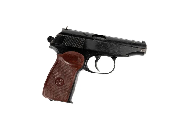 Använt Makarov Pistol Isolerad Vit Bakgrund Den Sovjetiska Milisens Och — Stockfoto