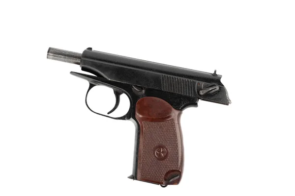 Close Van Een Makarov Pistool Met Bout Gestopt Open Positie — Stockfoto