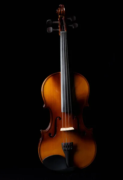 Luce Ombre Violino Uno Sfondo Scuro Vicino — Foto Stock