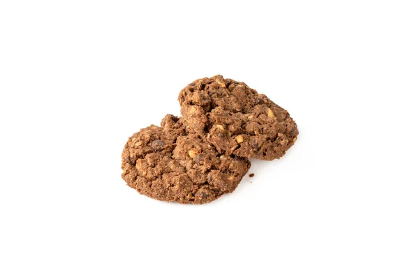 Oatmeal cookies with chocolate, muesli cookies healthy food isolated on white background. — Zdjęcie stockowe