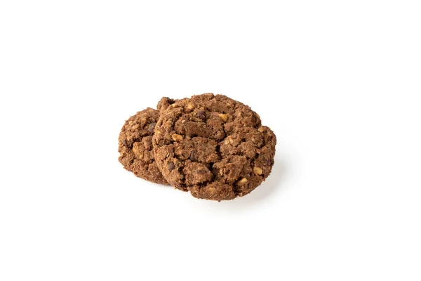 Granola Cookies Pieces Chocolate White Plate Copy Space — Zdjęcie stockowe