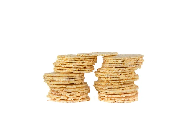 Stacks Dry Cornbread Isolated White Background Healthy Food Concept — Stock Photo, Image