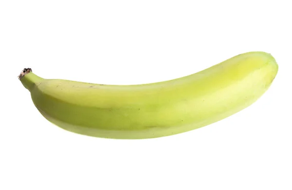 Zbliżenie Niedojrzałego Banana Odizolowanego Białym Tle Przestrzeń Kopiowania — Zdjęcie stockowe