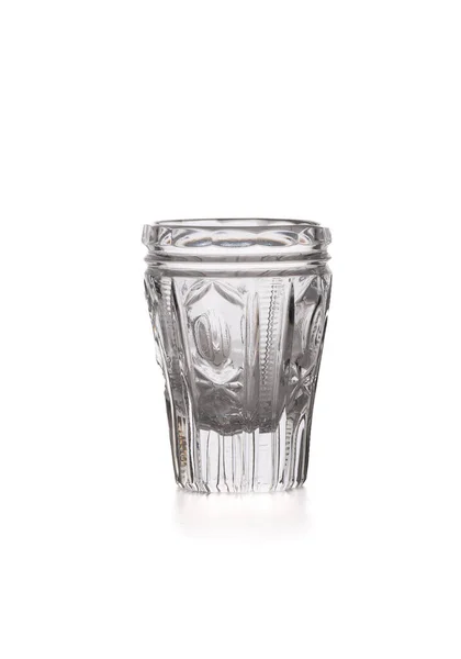 Glas Skott För Vodka Vit Bakgrund Kopiera Utrymme — Stockfoto