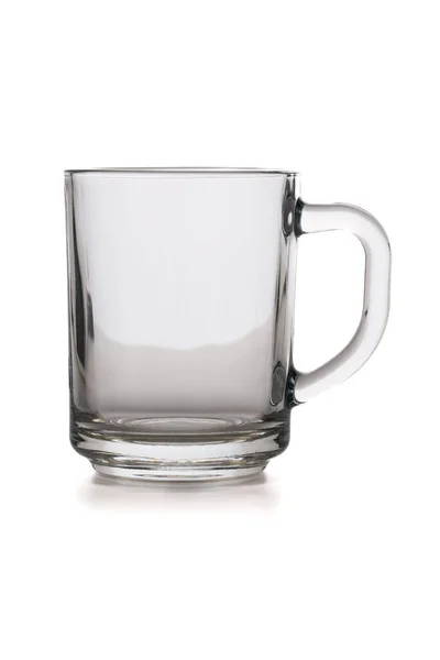 Closeup Empty Glass Beaker Handle Isolated White Background Copy Space — Stock Photo, Image