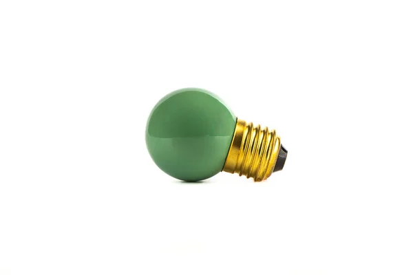 Lâmpada Incandescente Verde Decorativa Com Base E27 Sobre Fundo Branco — Fotografia de Stock