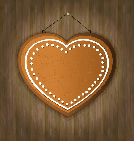 Blackboard gingerbread heart wood — Stock Vector