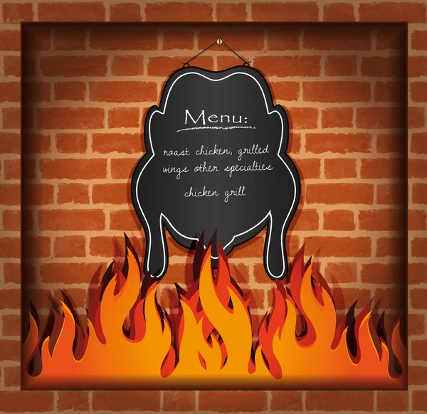 Vector pizarra pollo chimenea parrilla — Vector de stock