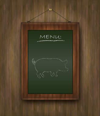 Raster yazı tahtası ahşap menü domuz yeşil
