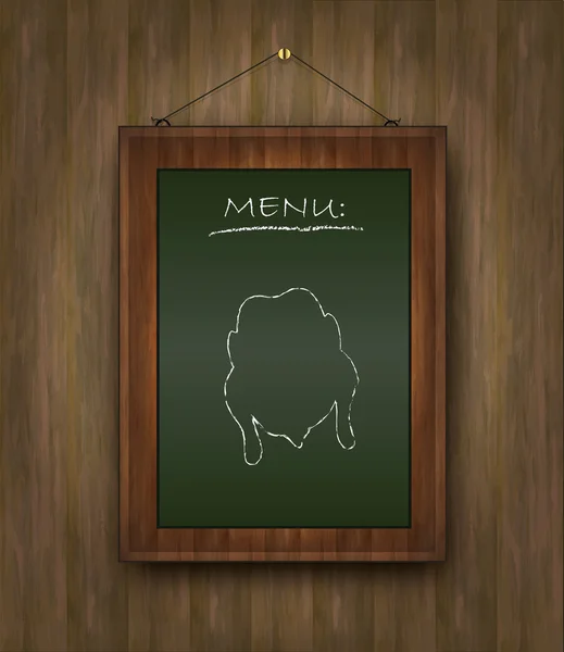 Raster menu de madeira blackboard frango verde — Fotografia de Stock