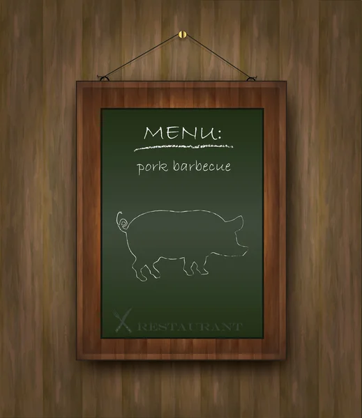 Blackboard madeira menu porco verde — Vetor de Stock