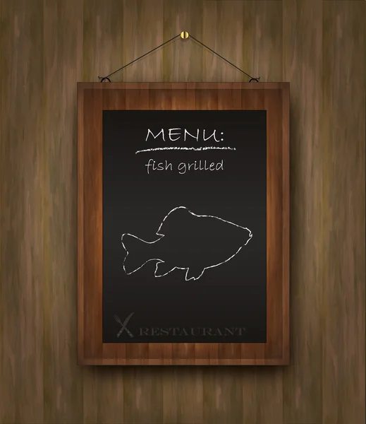 Blackboard hout menu vis — Stockvector