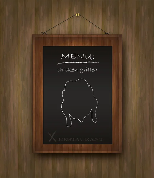 Menu de madeira Blackboard frango —  Vetores de Stock