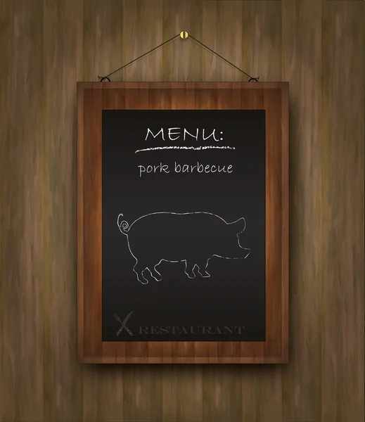 Blackboard porco menu de madeira —  Vetores de Stock