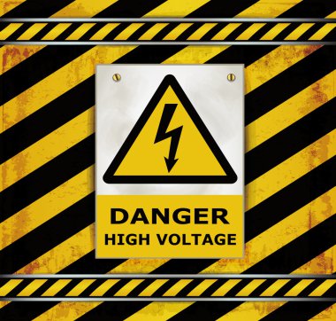 Sign caution blackboard danger high voltage clipart