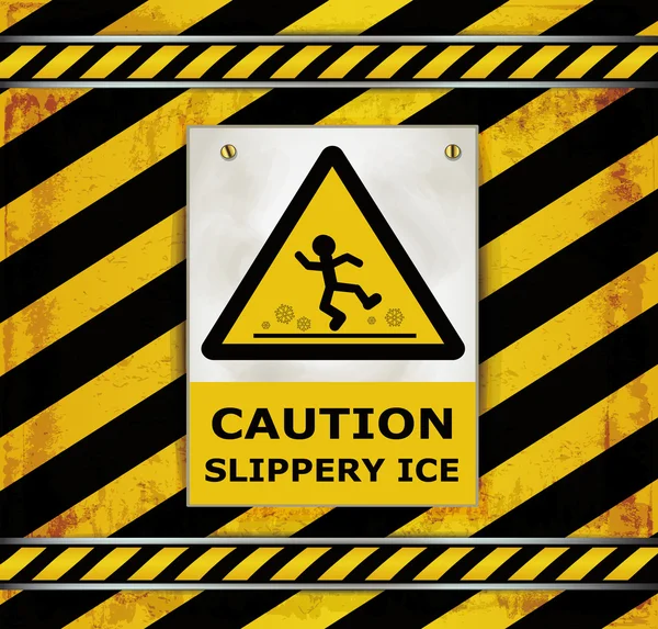 Sign caution blackboard caution slippery ice — Stock Vector