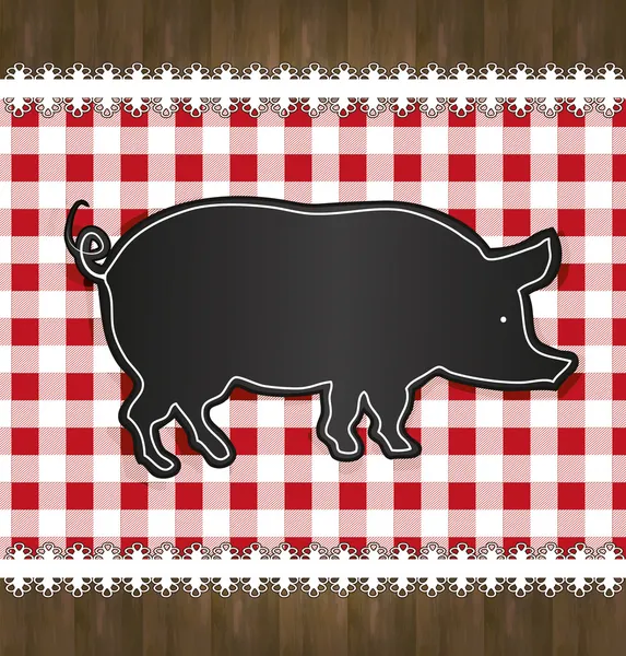 Raster blackboard menu tablecloth lace pig — Stock Photo, Image