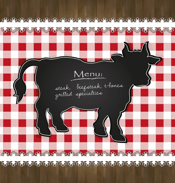 Tableau noir vectoriel menu nappe dentelle vache taureau — Image vectorielle