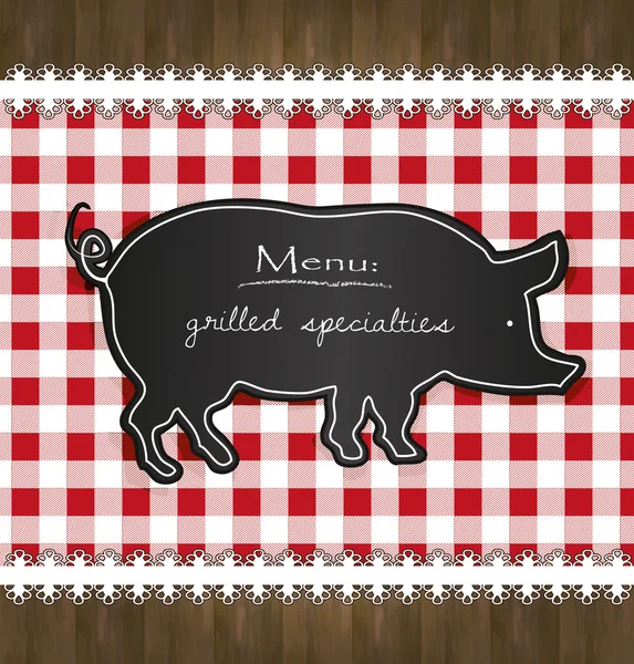 Tableau noir vectoriel menu nappe dentelle cochon — Image vectorielle